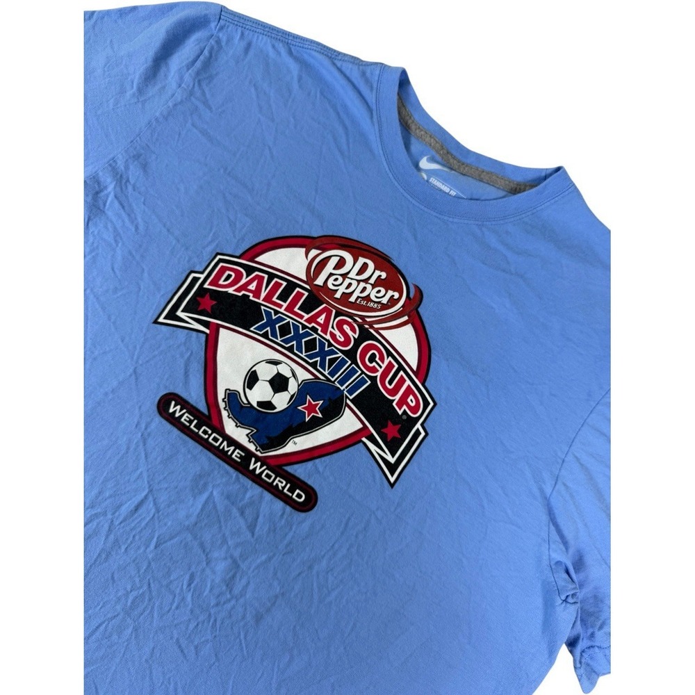 Nike Soccer Dr Pepper Dallas Cup XXXIII Welcome World T-Shirt Men's 2XL Blue